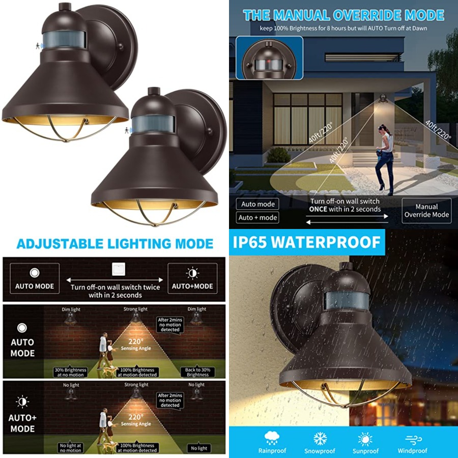 Outdoor Lighting Wall - 2 Pack Motion Sensor Outdoor LED