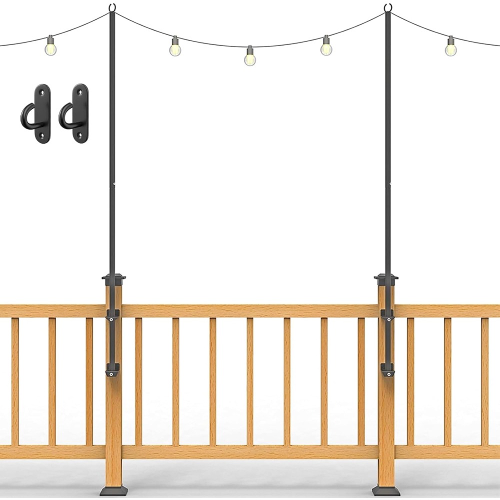 Outdoor Lighting Wall - 2 pack string light poles -